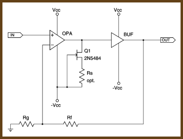 opamp bias schematic, lone jfet method