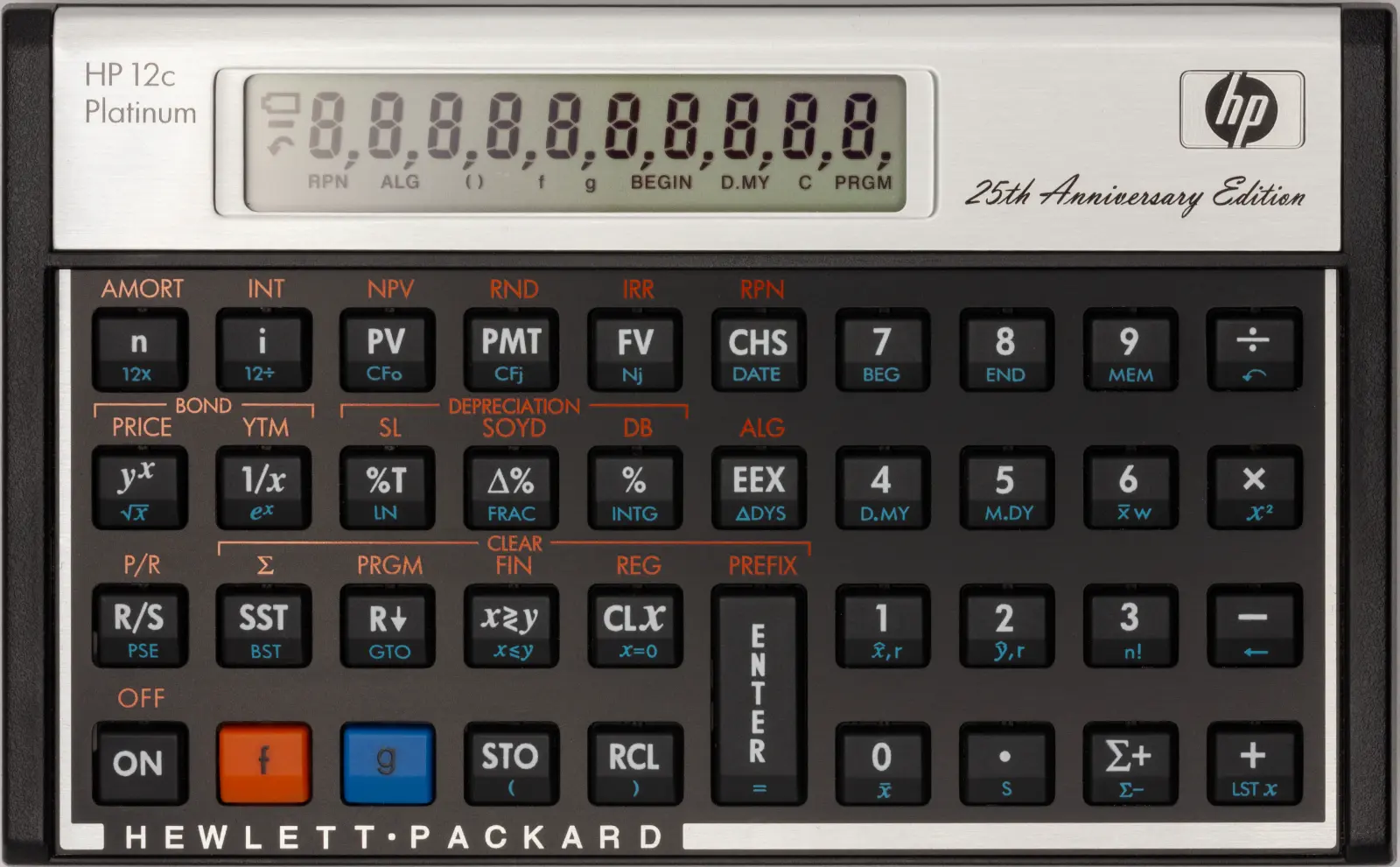 HP 12c Platinum 25th Anniversary Edition, front side