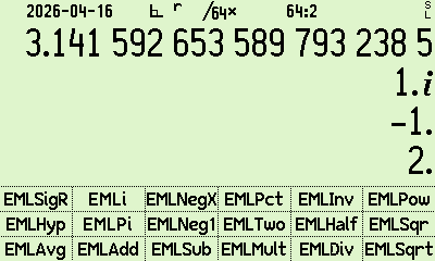 R47 EML arithmetic menu screenshot